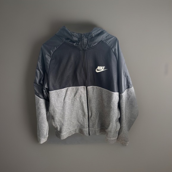 Nike AV15‎ Jacket Hoodie Full Zip Men's Size L Color Block Black/Gray 863773-071 - Picture 1 of 11
